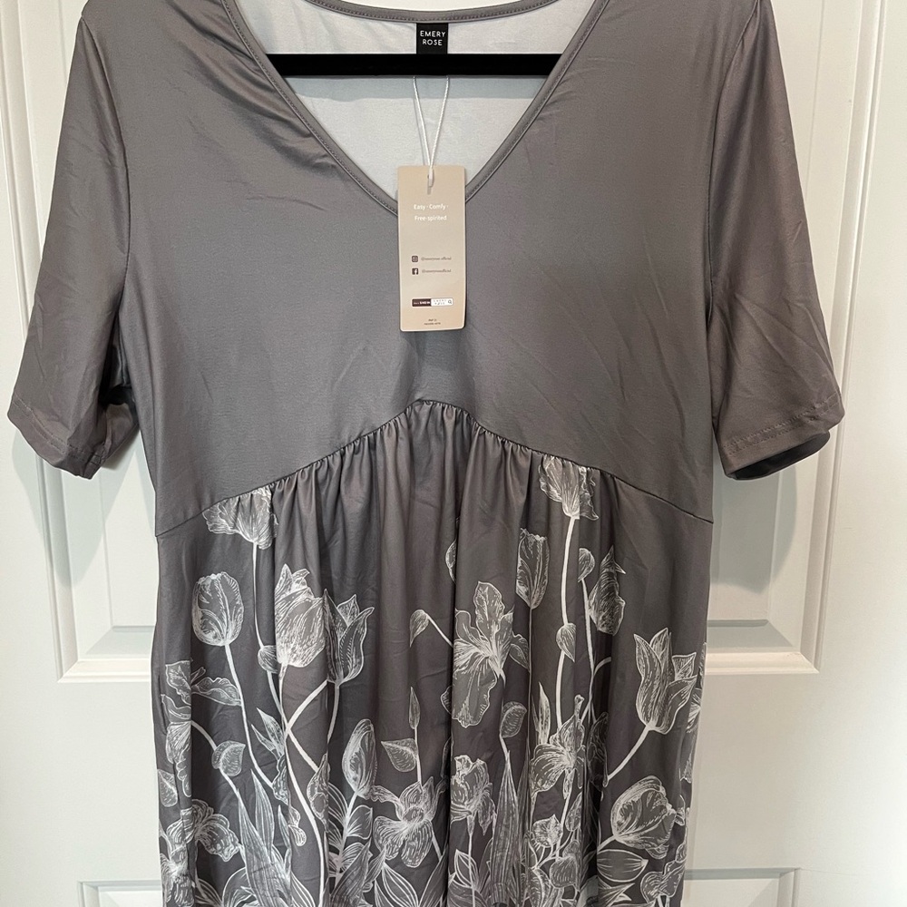 NWT SHEIN Gray Floral Women Top